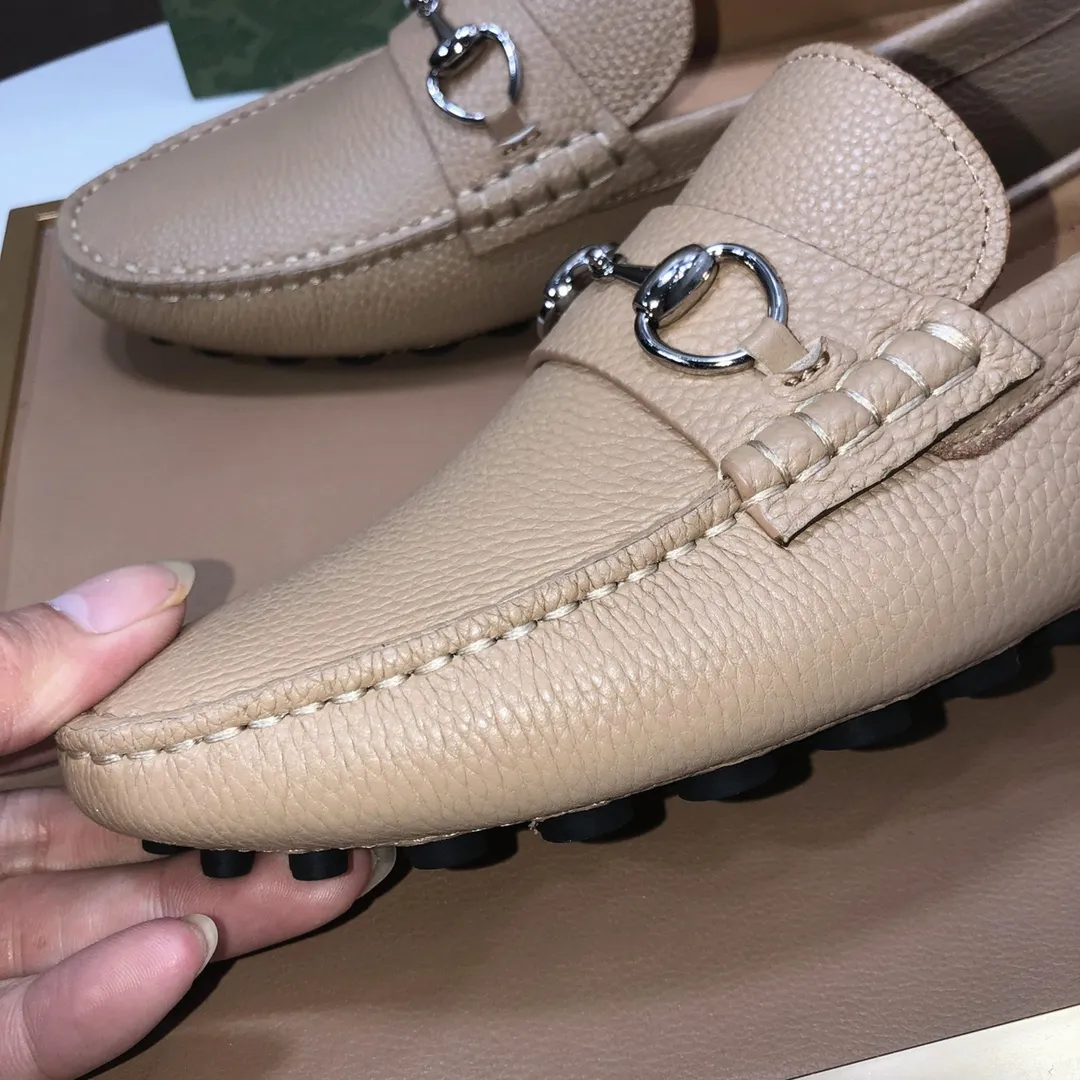 Men's Men's Shoes💰420💰[Gucci GUCCI] (High-end Niuli) New 🍀Gucci*-Gucci Peas Shoes! Made of imported original cowhide, the inner top layer is comfortable cowhide lining! Original wear-resistant rubber outsole! High quality products! Code number 38-44!